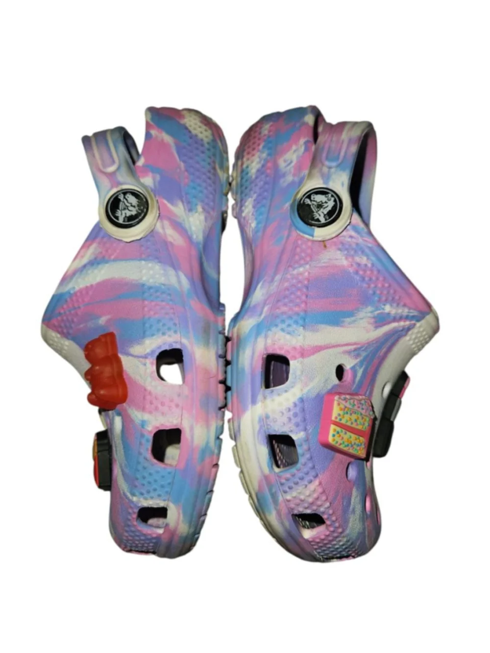 Girls Size 10 Crocs w/shoe charms Toddler Tie Dye